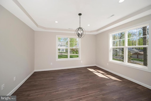 112 Edgehill Dr, Locust Grove, VA 22508 - empty room with a tray ceiling, healthy amount of natural light, a chandelier, and recessed lighting