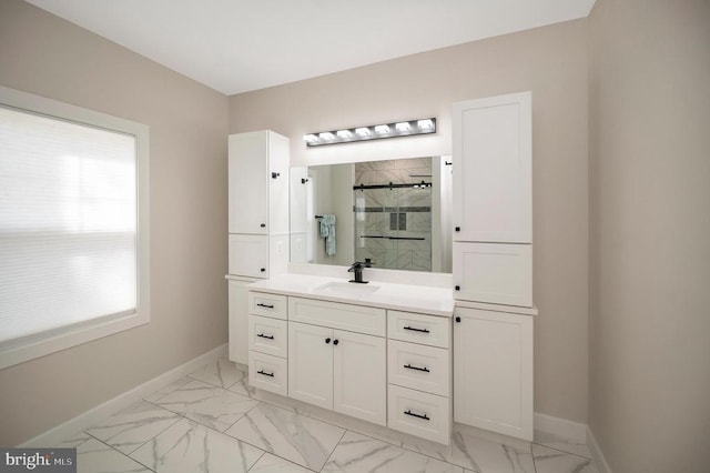 112 Edgehill Dr, Locust Grove, VA 22508 - full bathroom with plenty of natural light, a tile shower, and marble finish flooring