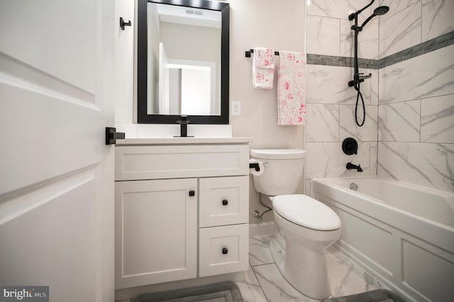 112 Edgehill Dr, Locust Grove, VA 22508 - full bathroom with vanity, shower / washtub combination, and marble look tiles