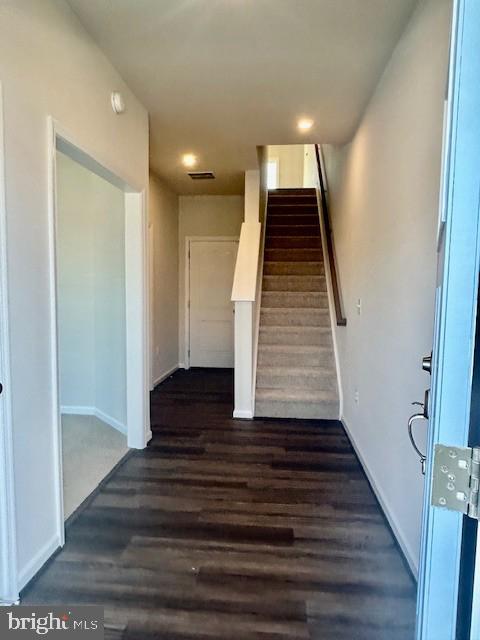 7861 Harlow Cir, Spotsylvania, VA 22551 - stairs with wood finished floors and baseboards