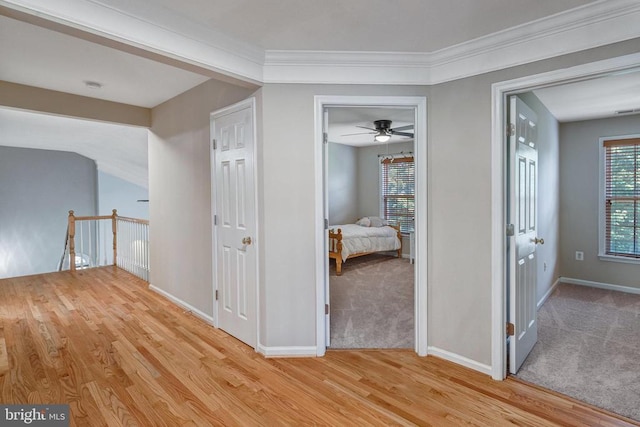 11211 Spring Meadow Blvd, Fredericksburg, VA 22407 - corridor with light wood finished floors and an upstairs landing