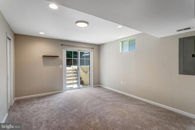 11211 Spring Meadow Blvd, Fredericksburg, VA 22407 - carpeted empty room with electric panel and recessed lighting
