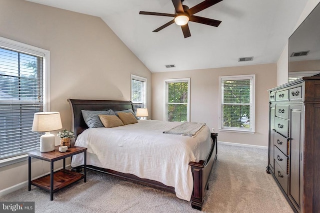 11211 Spring Meadow Blvd, Fredericksburg, VA 22407 - bedroom with lofted ceiling, light carpet, and a ceiling fan