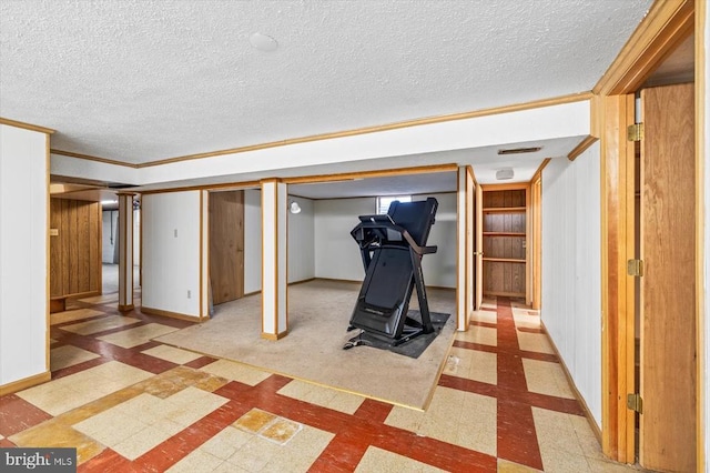 148 Red Hill Rd, Orange, VA 22960 - finished below grade area with baseboards, a textured ceiling, crown molding, and tile patterned floors
