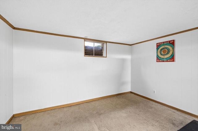 148 Red Hill Rd, Orange, VA 22960 - below grade area with carpet floors, crown molding, and baseboards