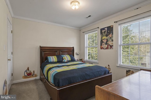 8802 Dundee Dr, Fredericksburg, VA 22408 - carpeted bedroom featuring ornamental molding, multiple windows, and baseboards