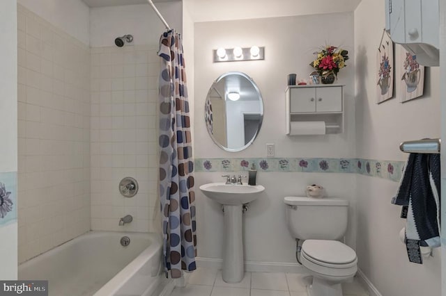 8802 Dundee Dr, Fredericksburg, VA 22408 - full bath with toilet, tile patterned flooring, and shower / bath combination with curtain