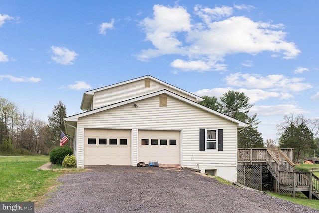 14026 Eggbornsville Rd, Culpeper, VA 22701 - view of home's exterior featuring stairway, a wooden deck, and driveway
