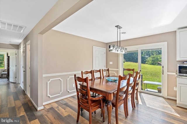 436 Castleton View Rd, Castleton, VA 22716 - dining space featuring wood finished floors and a wainscoted wall