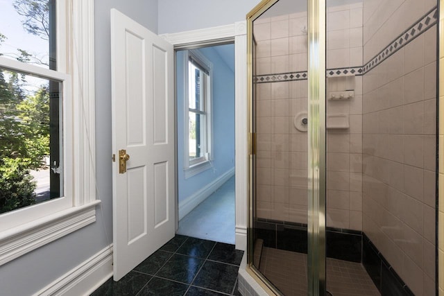 557 Wayne Ave S, Waynesboro, VA 22980 - bathroom with a shower stall and tile patterned floors