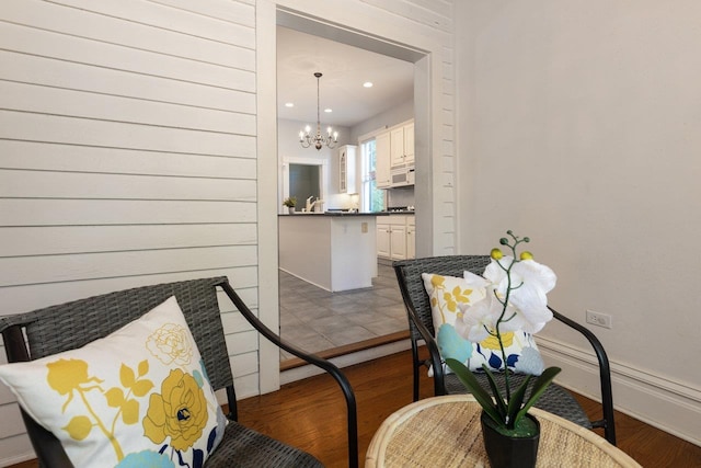 557 Wayne Ave S, Waynesboro, VA 22980 - dining space with a chandelier, wood finished floors, and recessed lighting