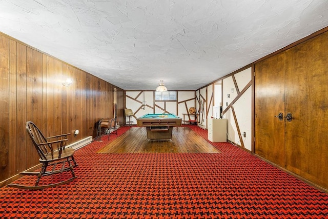 188 Middlebrook Rd, Staunton, VA 24401 - game room with wooden walls, carpet flooring, baseboard heating, and billiards