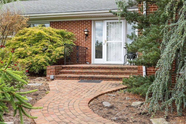 188 Middlebrook Rd, Staunton, VA 24401 - doorway to property featuring brick siding and a shingled roof