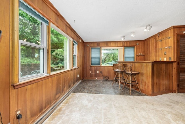 188 Middlebrook Rd, Staunton, VA 24401 - bar featuring wood walls, baseboards, and crown molding