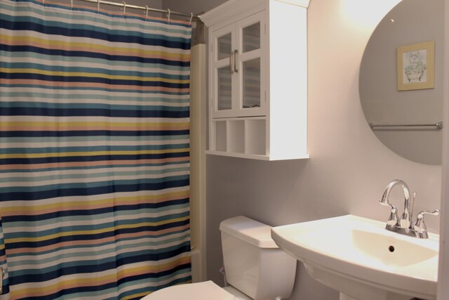 206 Pleasant Ln, Mcgaheysville, VA 22840 - full bathroom with a sink, a shower with shower curtain, and toilet
