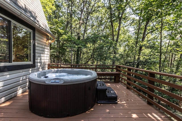 16184 Moonrise Ln, Broadway, VA 22815 - wooden terrace featuring a hot tub