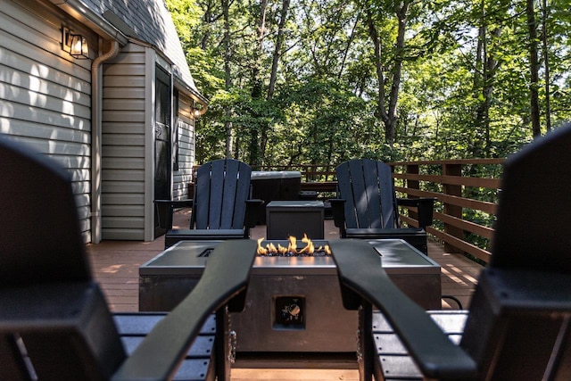 16184 Moonrise Ln, Broadway, VA 22815 - view of patio / terrace featuring a fire pit and a wooden deck