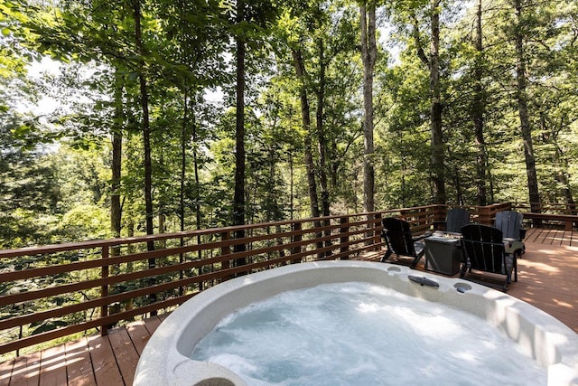 16184 Moonrise Ln, Broadway, VA 22815 - deck with an outdoor hot tub