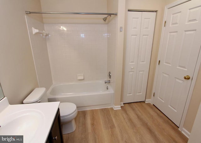 9600 Becker Ct, Fredericksburg, VA 22408 - bathroom with a closet, toilet, shower / tub combination, vanity, and wood finished floors