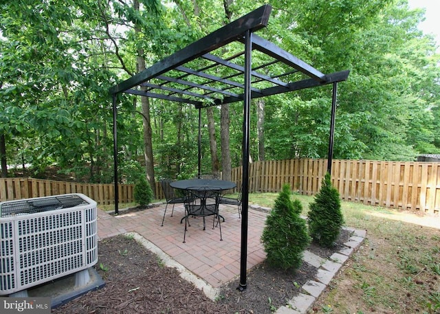 9600 Becker Ct, Fredericksburg, VA 22408 - view of patio with central AC unit, a pergola, and a fenced backyard