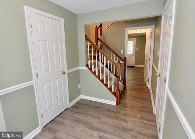 9600 Becker Ct, Fredericksburg, VA 22408 - staircase with baseboards and wood finished floors