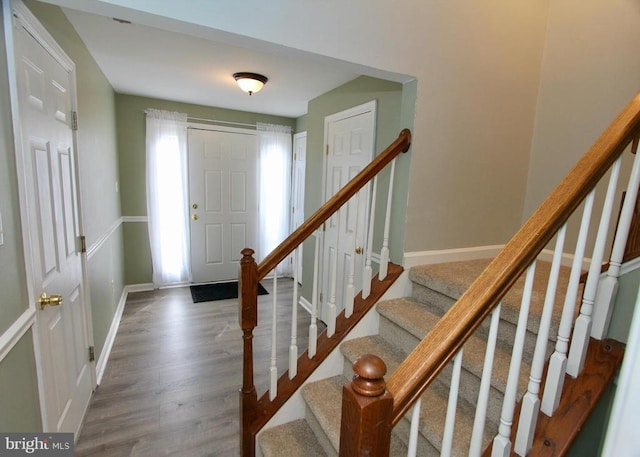 9600 Becker Ct, Fredericksburg, VA 22408 - foyer with baseboards, stairway, and wood finished floors