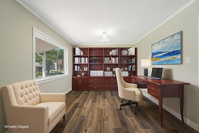 100 Monument Ave, Harrisonburg, VA 22801 - office space with crown molding, dark wood finished floors, and baseboards