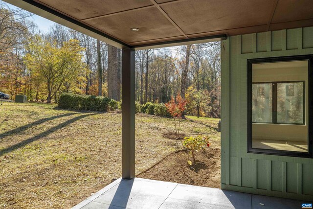 exterior space with expansive windows