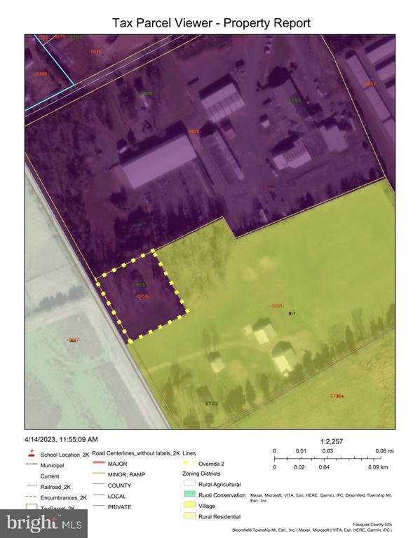  - aerial map of property and surrounding area featuring property parcel outlined