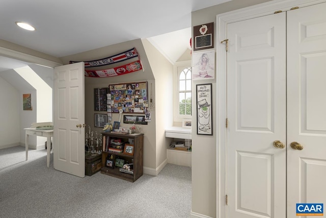 3809 Peakland Pl, Lynchburg, VA 24503 - hallway with baseboards, carpet, and lofted ceiling