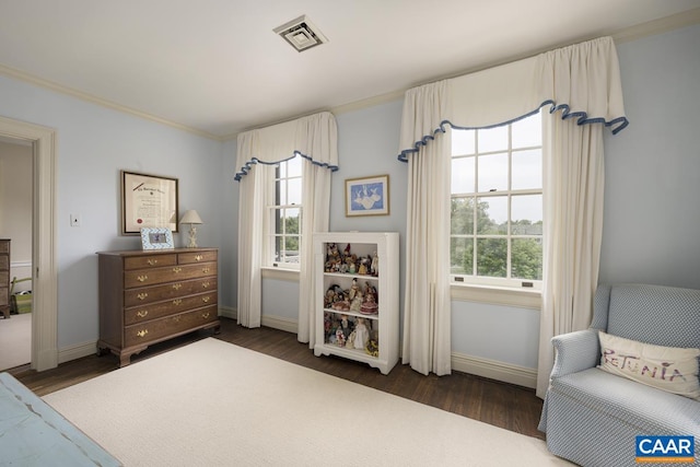 3809 Peakland Pl, Lynchburg, VA 24503 - bedroom featuring dark wood-style flooring, ornamental molding, and baseboards
