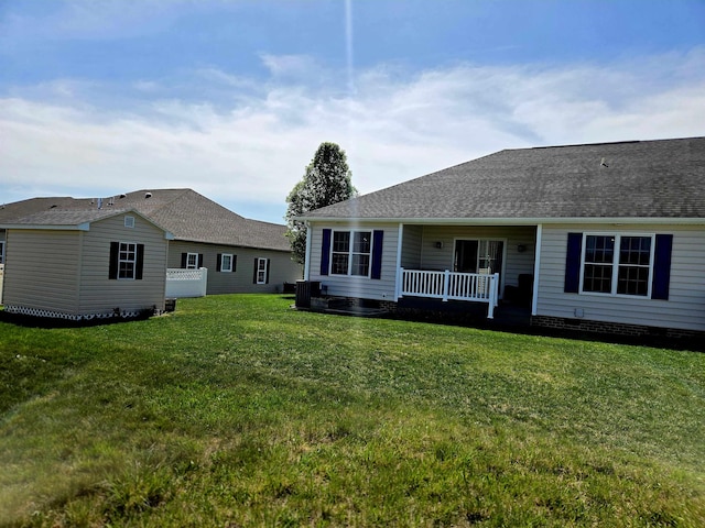 14573 Vinny Ct, Elkton, VA 22827 - back of property with a yard, a porch, and roof with shingles