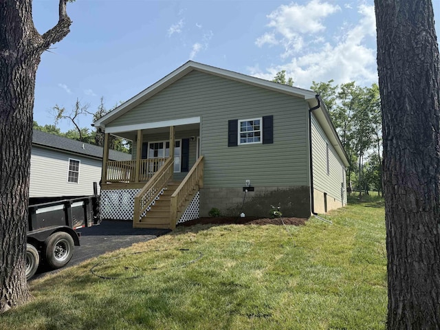 1024 D St, Waynesboro, VA 22980 - view of front of property with stairs, a front yard, and covered porch