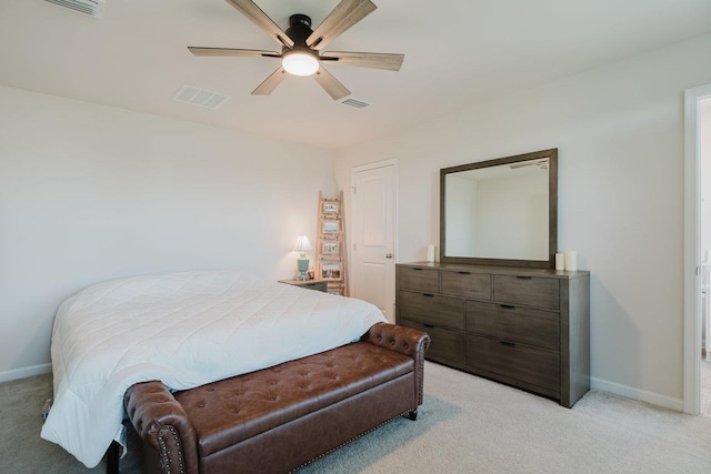 1113 Scruggs Ln, Grottoes, VA 24441 - bedroom featuring ceiling fan, light carpet, baseboards, and visible vents