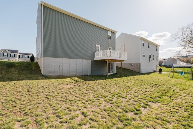 1113 Scruggs Ln, Grottoes, VA 24441 - rear view of property with a yard and a wooden deck