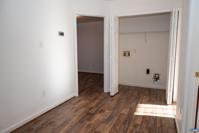 4259 Shelby Rd, Rochelle, VA 22738 - clothes washing area with baseboards, dark wood finished floors, laundry area, and washer hookup
