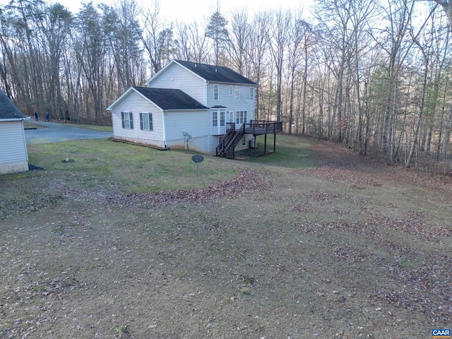 4259 Shelby Rd, Rochelle, VA 22738 - exterior space with stairway, a deck, and a lawn