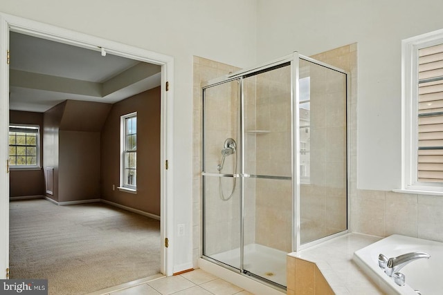 607 Woodruff Ln, Culpeper, VA 22701 - bathroom with a stall shower, a garden tub, and tile patterned floors
