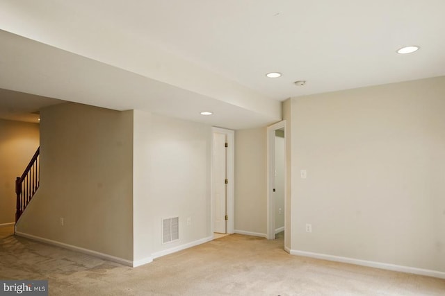 607 Woodruff Ln, Culpeper, VA 22701 - carpeted empty room featuring recessed lighting, stairs, and a smoke detector
