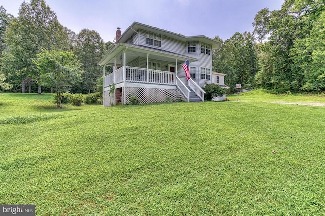 5575 Jeffersonton Rd, Jeffersonton, VA 22724 - view of front of home with a chimney, covered porch, and a front yard