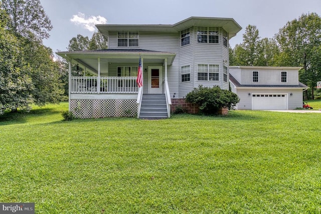 5575 Jeffersonton Rd, Jeffersonton, VA 22724 - view of front of house with a porch, a front lawn, a garage, and driveway