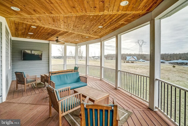310 Elk Creek Lndg, Mineral, VA 23117 - sunroom / solarium featuring a ceiling fan and outdoor lounge area