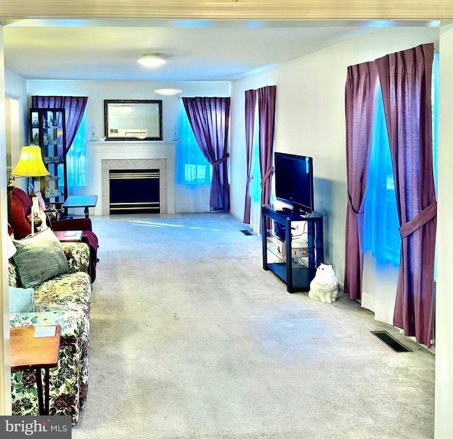 26 Magnolia Ct, Barboursville, VA 22923 - living room featuring carpet flooring and a fireplace