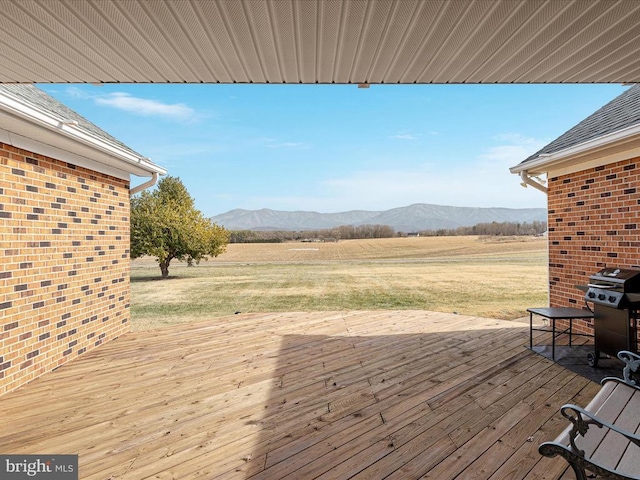 237 Preston Ln, Luray, VA 22835 - deck with a mountain view, a rural view, a grill, and a lawn