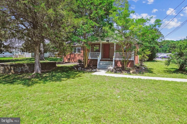 3200 Lafayette Blvd, Fredericksburg, VA 22408 - view of front of property featuring a porch, a front lawn, and brick siding