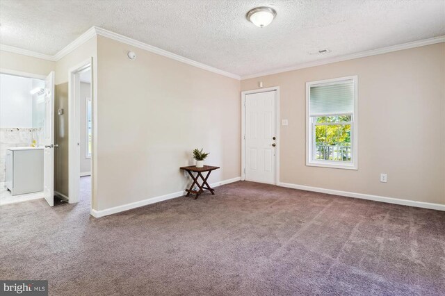 3200 Lafayette Blvd, Fredericksburg, VA 22408 - entryway with a textured ceiling, ornamental molding, and carpet floors