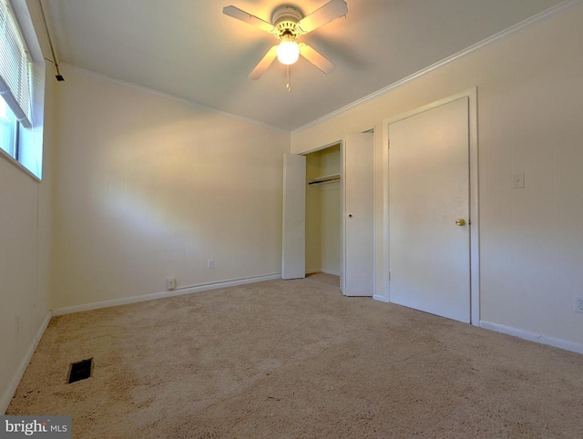 2104 Jefferson Park Ave Unit D, Charlottesville, VA 22903 - unfurnished bedroom with carpet, ornamental molding, and ceiling fan