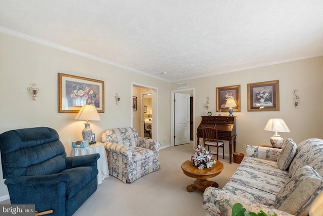 731 Bluewater Blvd S, Mineral, VA 23117 - living room with ornamental molding, light carpet, and visible vents