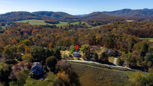 birds eye view of property with a mountain view