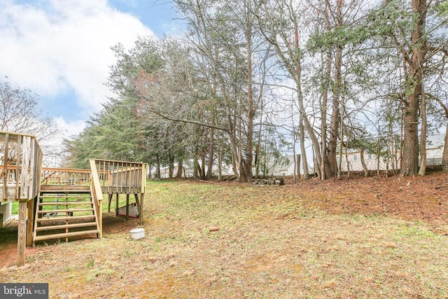 11218 Glen Park Dr, Fredericksburg, VA 22407 - view of yard with stairway and a wooden deck